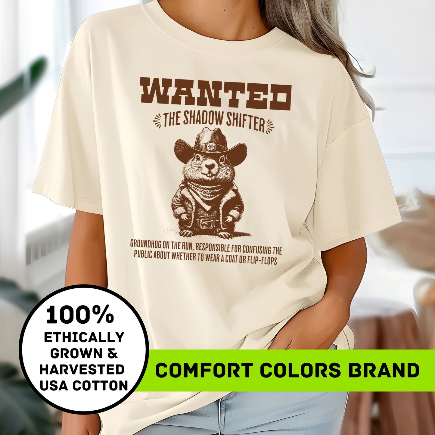 Groundhog Day Shirt - Western Wanted Poster, Shadow Shifter Design, Comfort Colors Tee