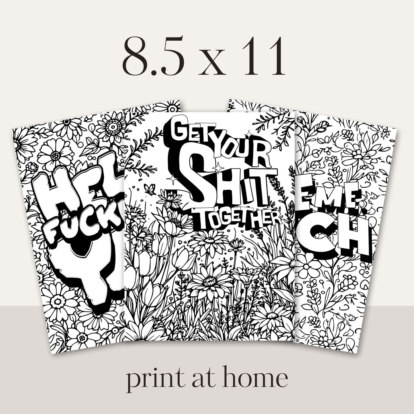 Swear Word Floral Colouring Book #8