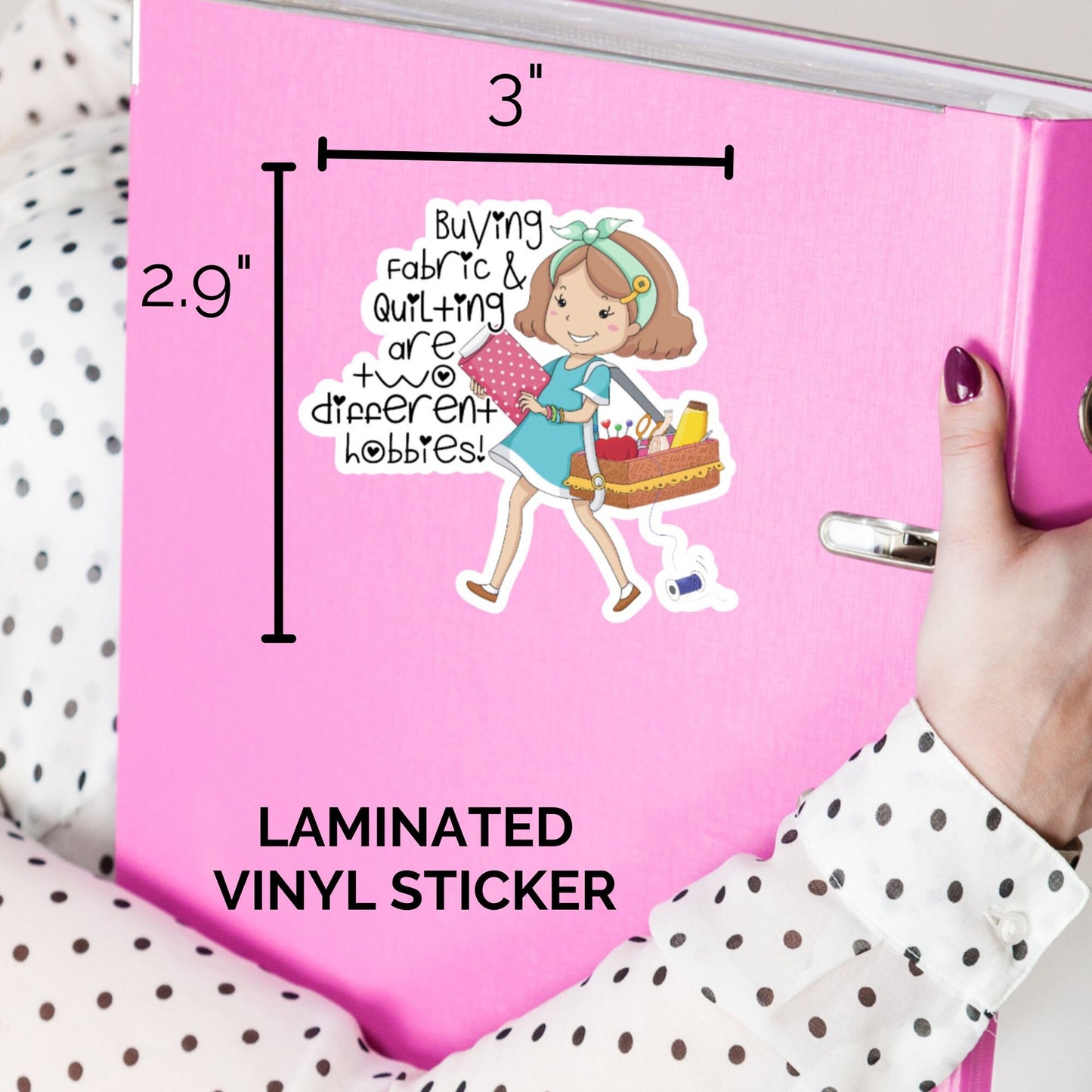 Buying Fabric & Quilting Are Two Different Hobbies, Cute Girl Shopping Sticker
