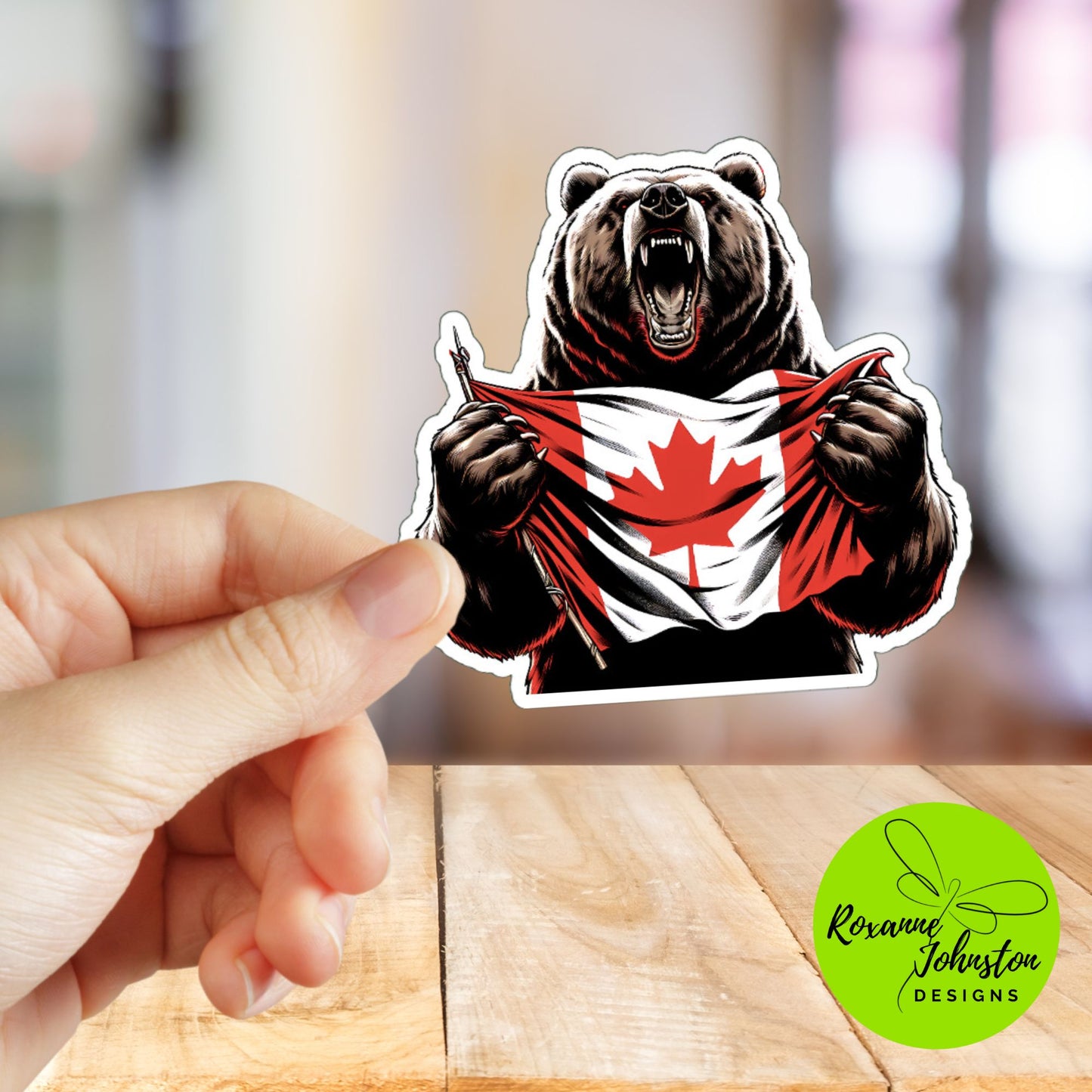 Canada Proud Grizzly Bear Sticker