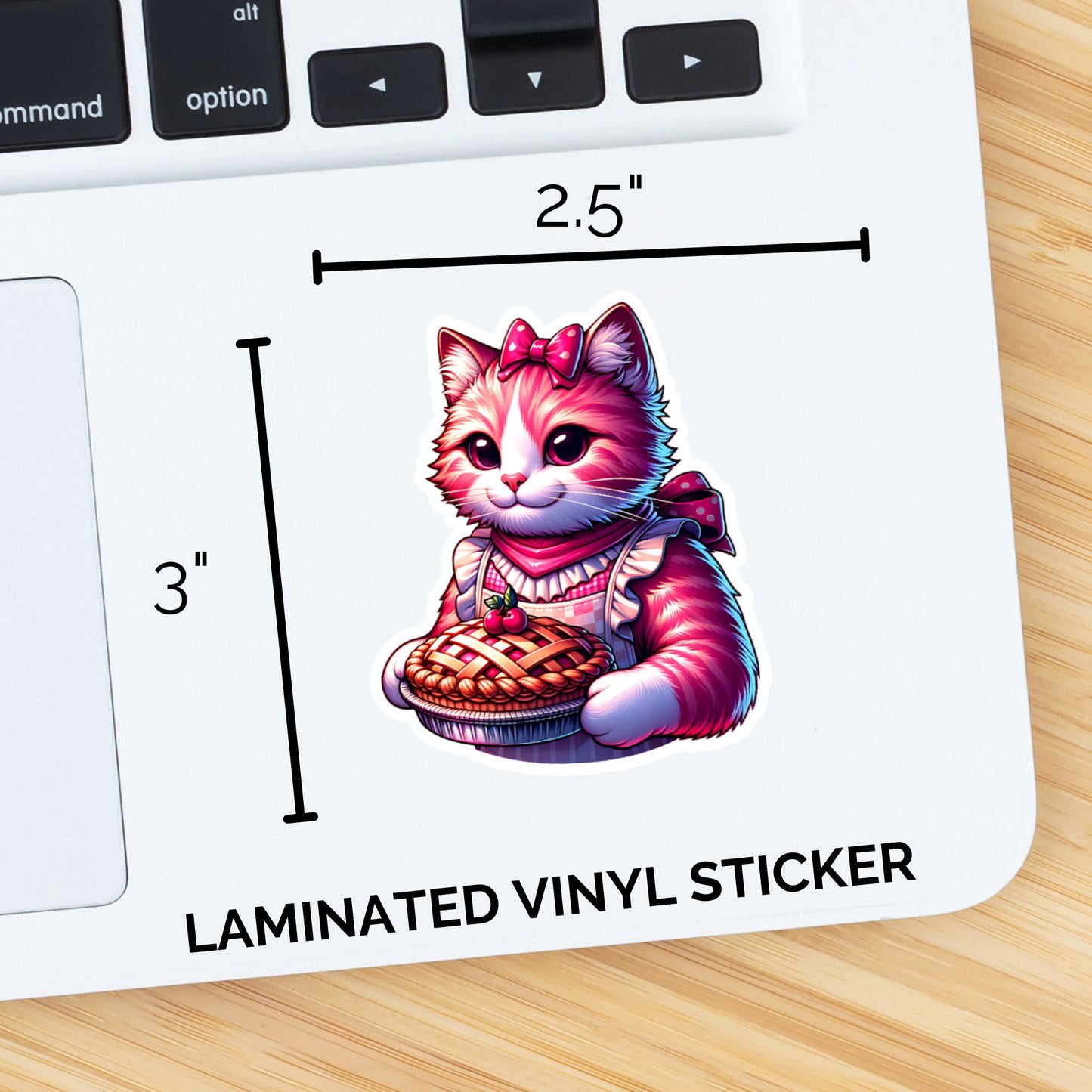 Cute Pink Cat Holding Pie