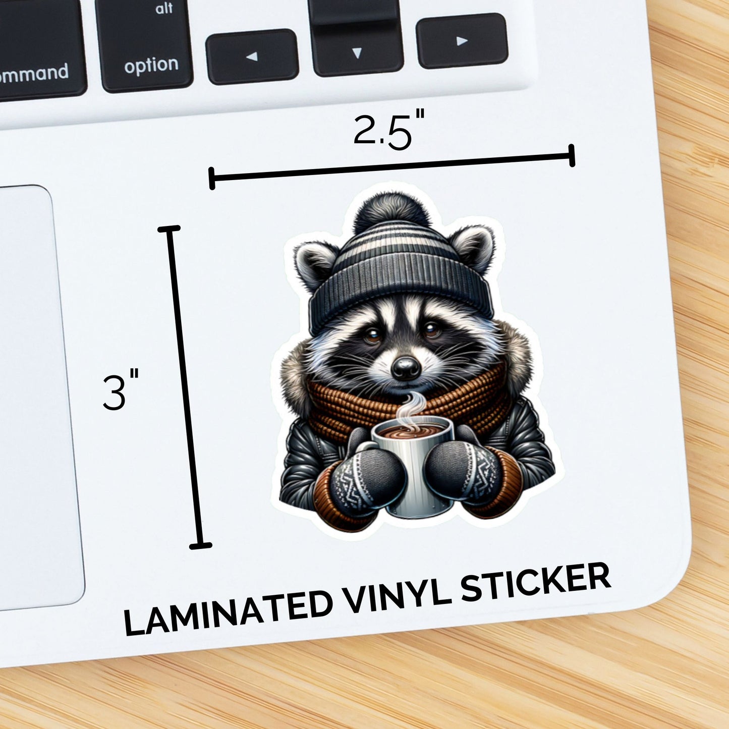 Adorable Winter Raccoon Hot Chocolate Sticker