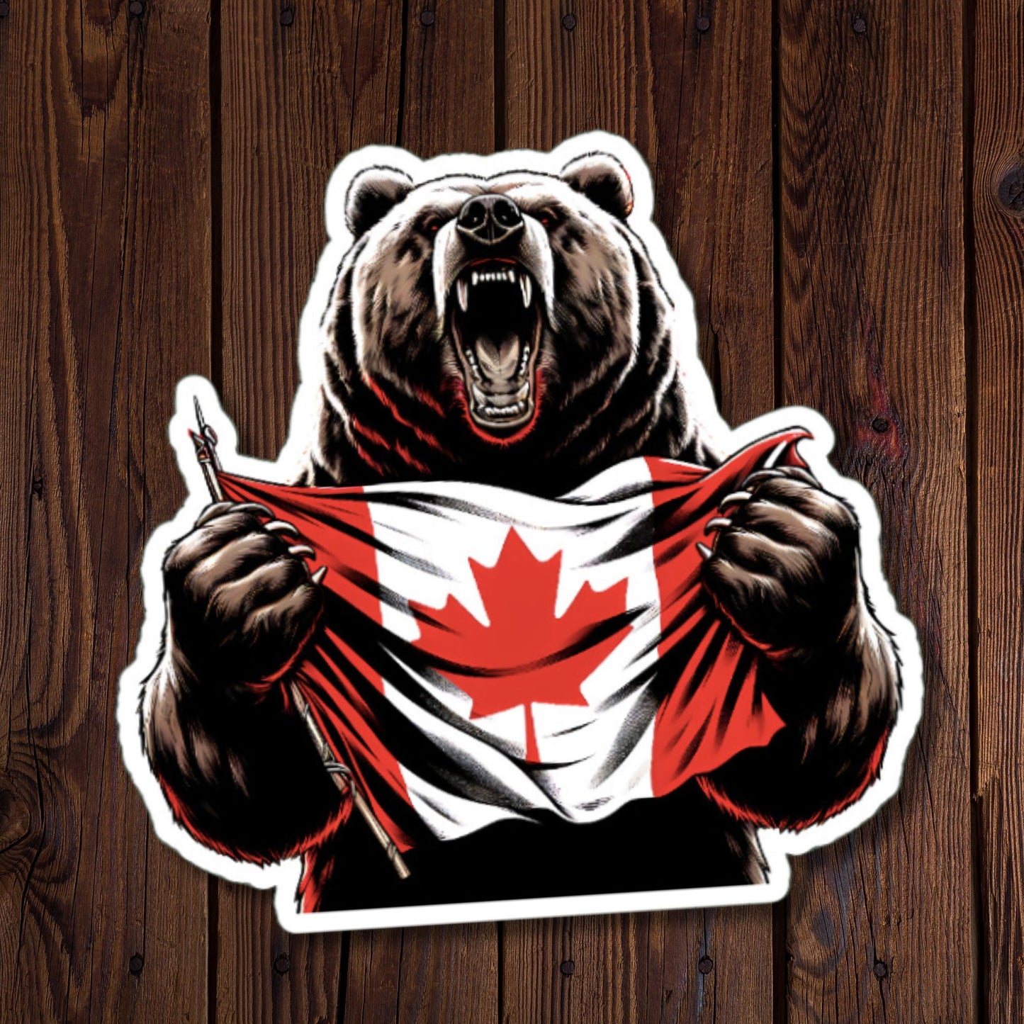 Canada Proud Grizzly Bear Sticker