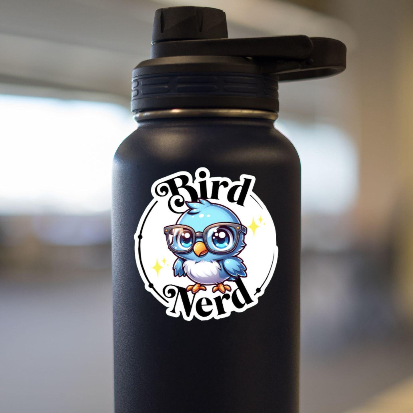 Bird Nerd Sticker, Cute Blue Bird