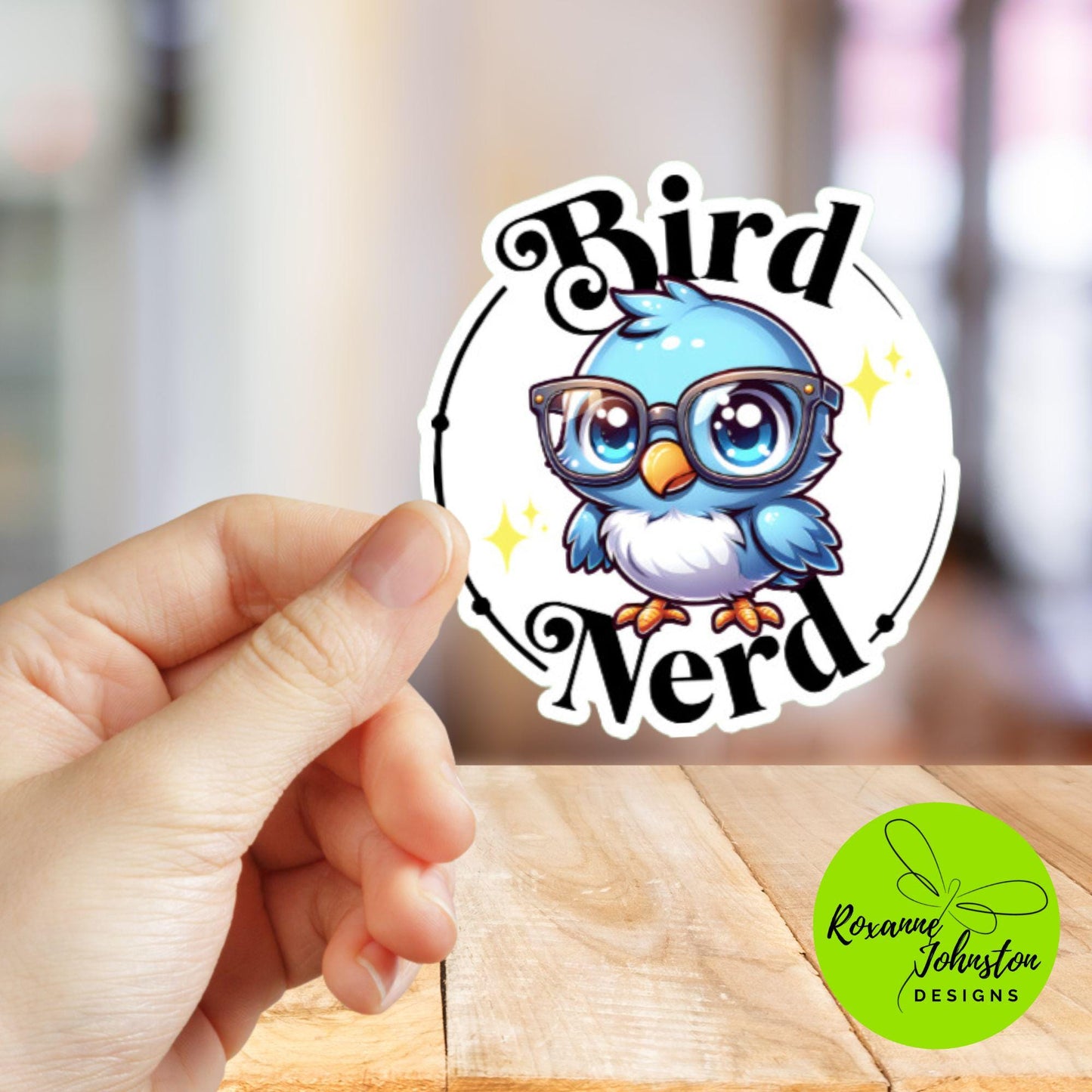 Bird Nerd Sticker, Cute Blue Bird