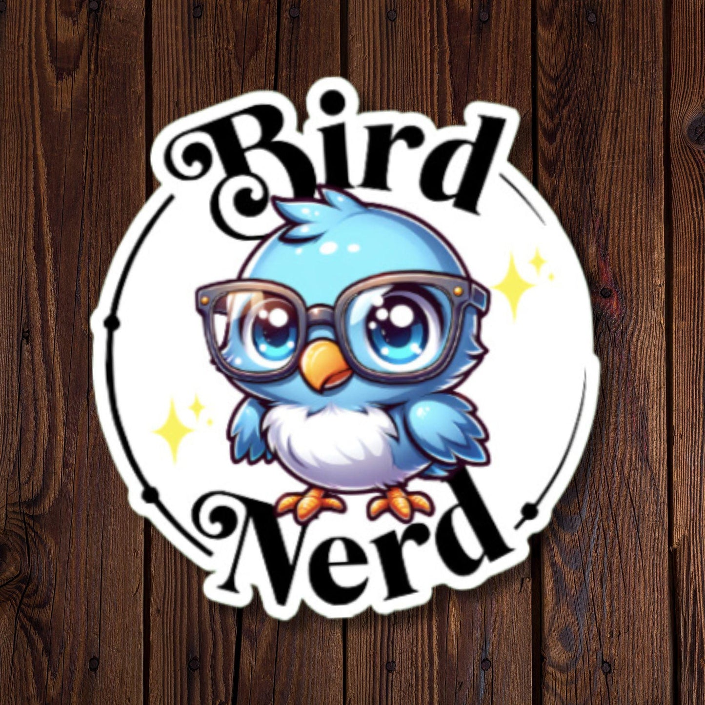 Bird Nerd Sticker, Cute Blue Bird