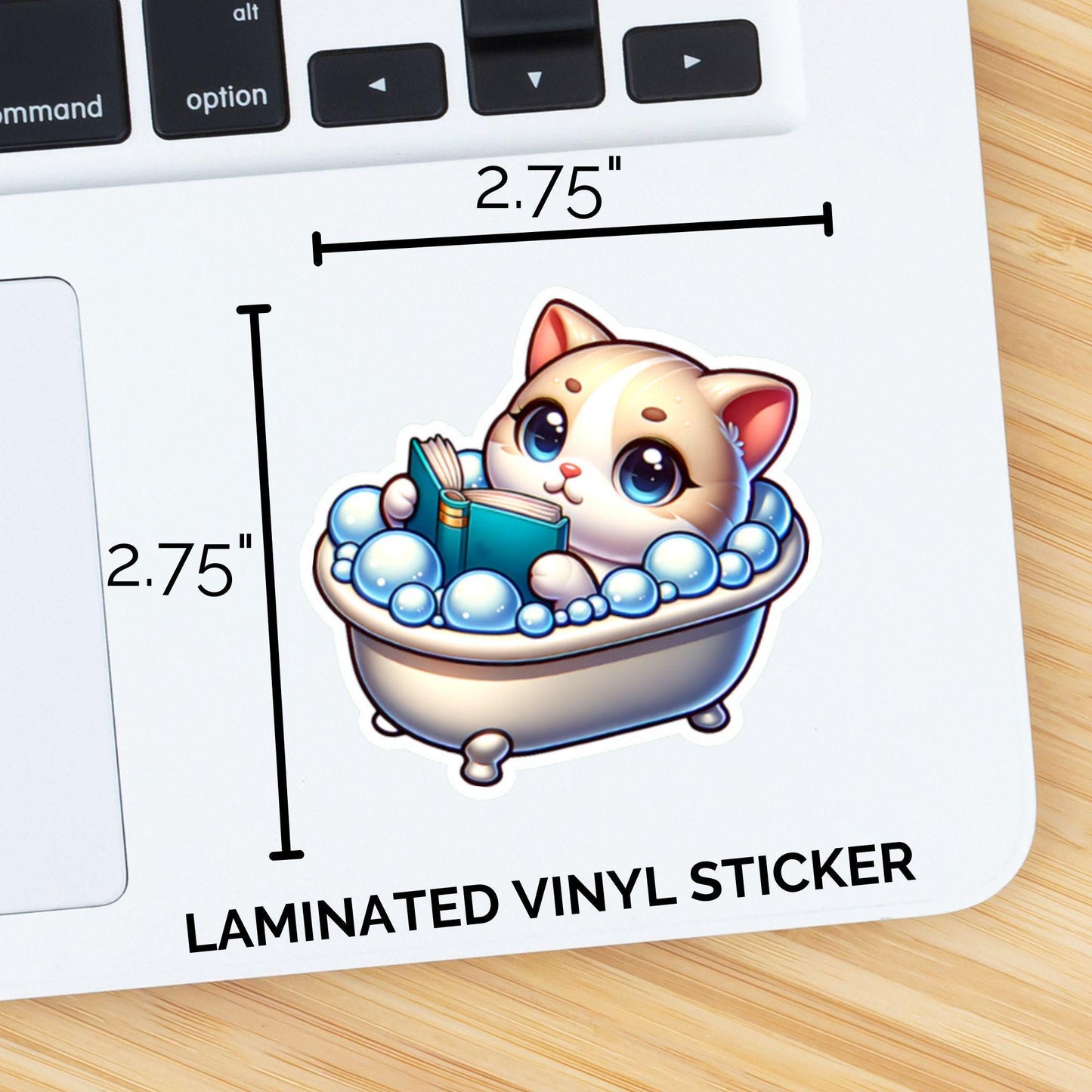 Cute Cat Reading a Book in Bubble Bath Sticker – Perfect Gift for Cat Lovers, Bookworms & Bubble Bath Fans