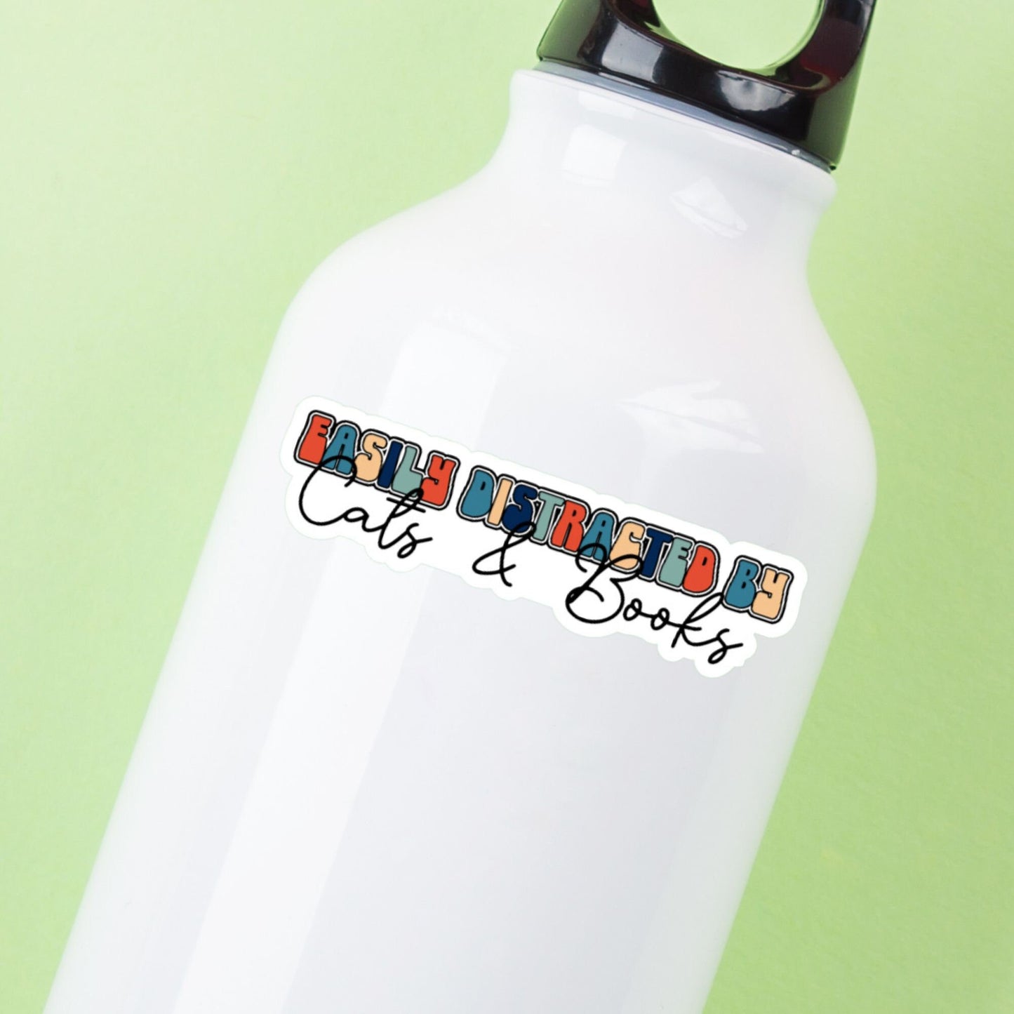 Easily Distracted By Cats & Books Sticker