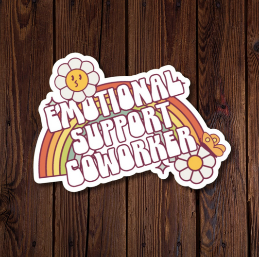 Emotional Support Coworker Rainbow Sticker