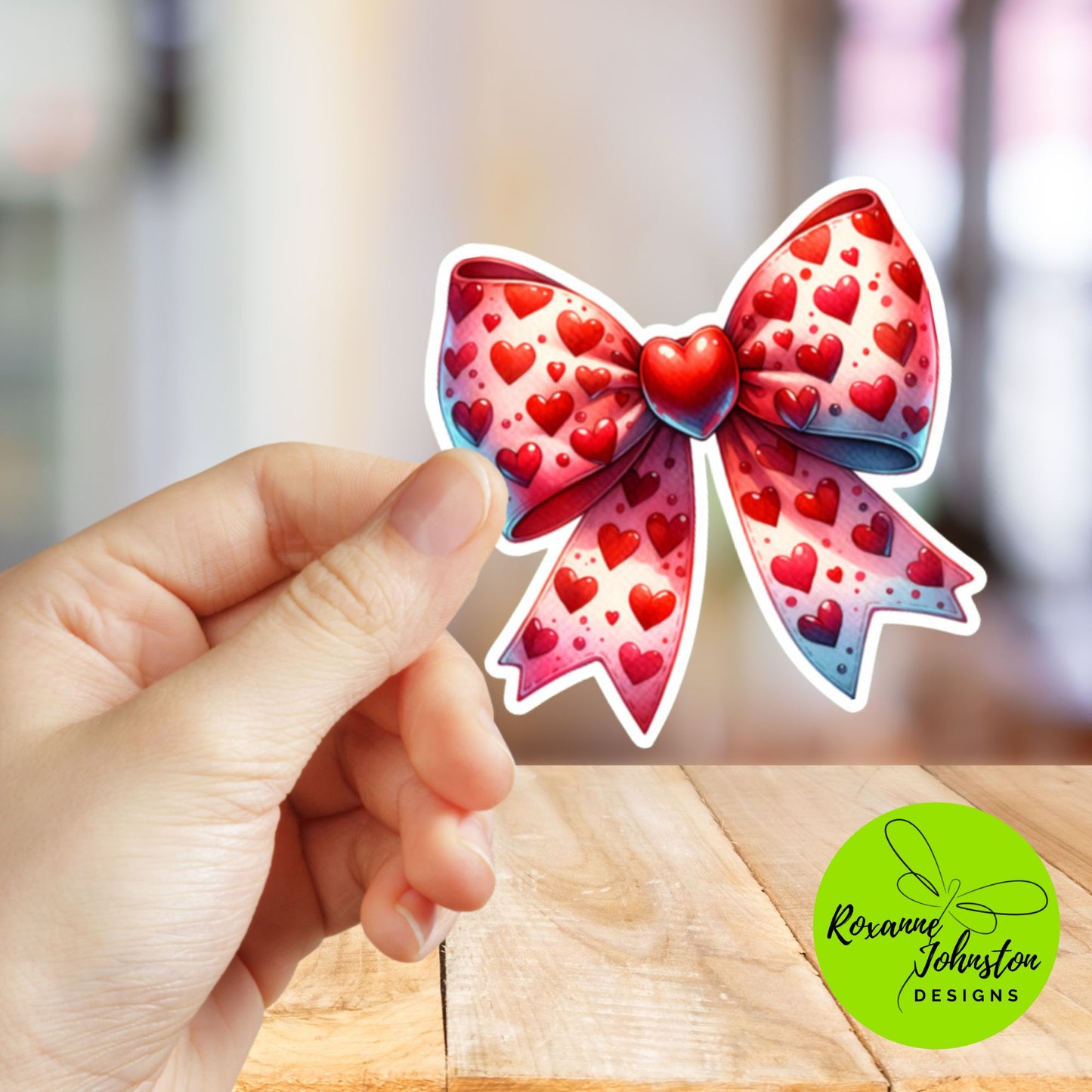 Red Heart Bow Sticker