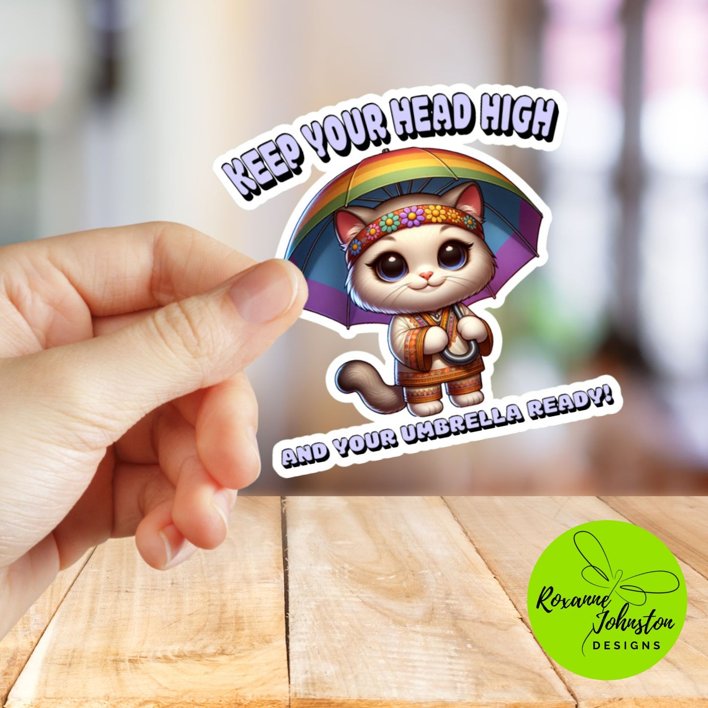 Keep Your Head High - Retro Kitty Sticker