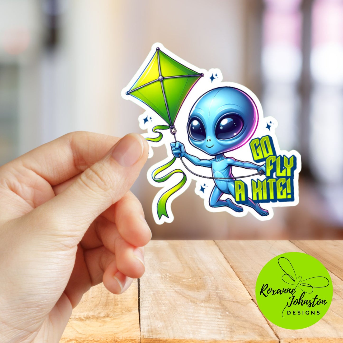 Go Fly A Kite Alien Sticker