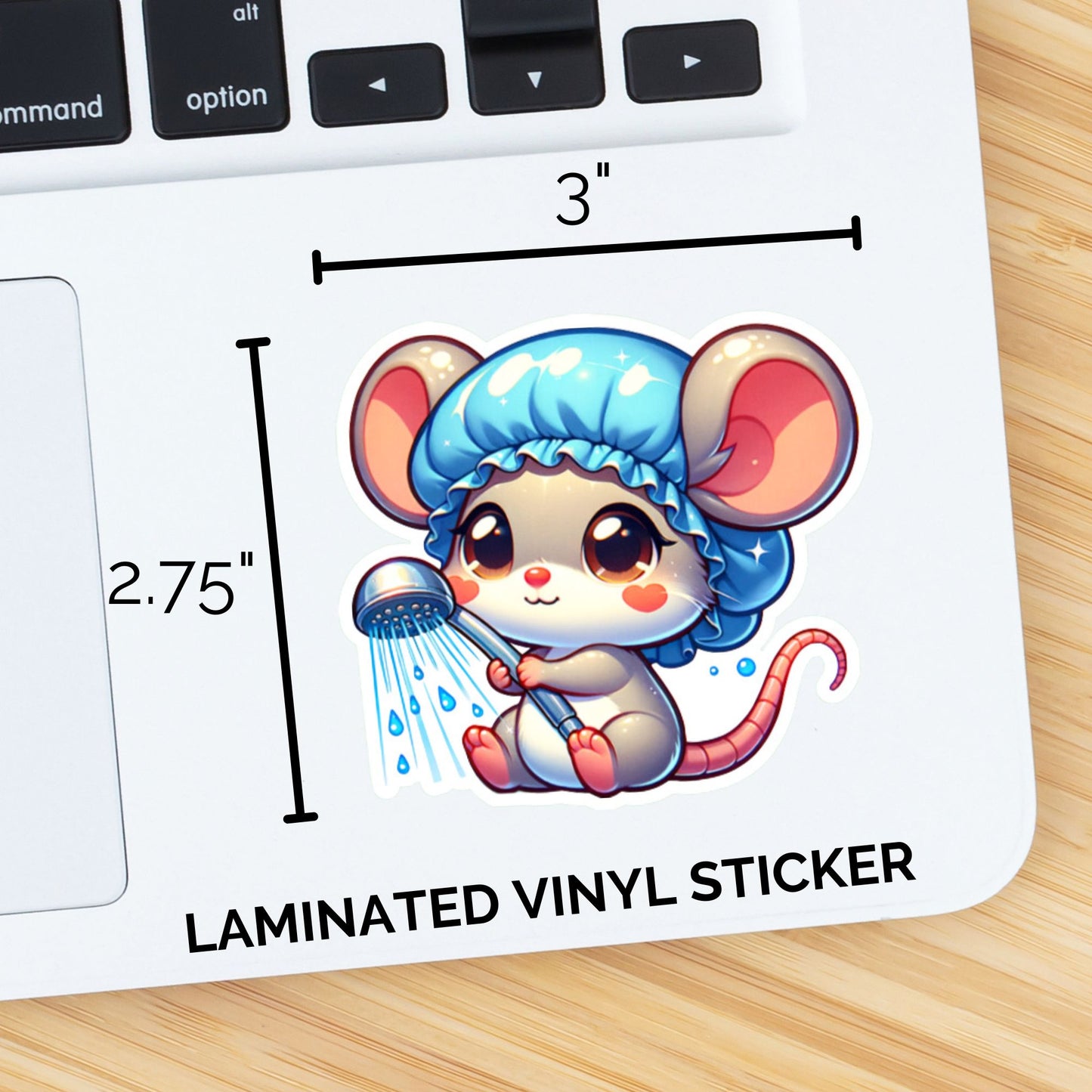 Cute Cartoon Mouse with Shower Cap Sticker