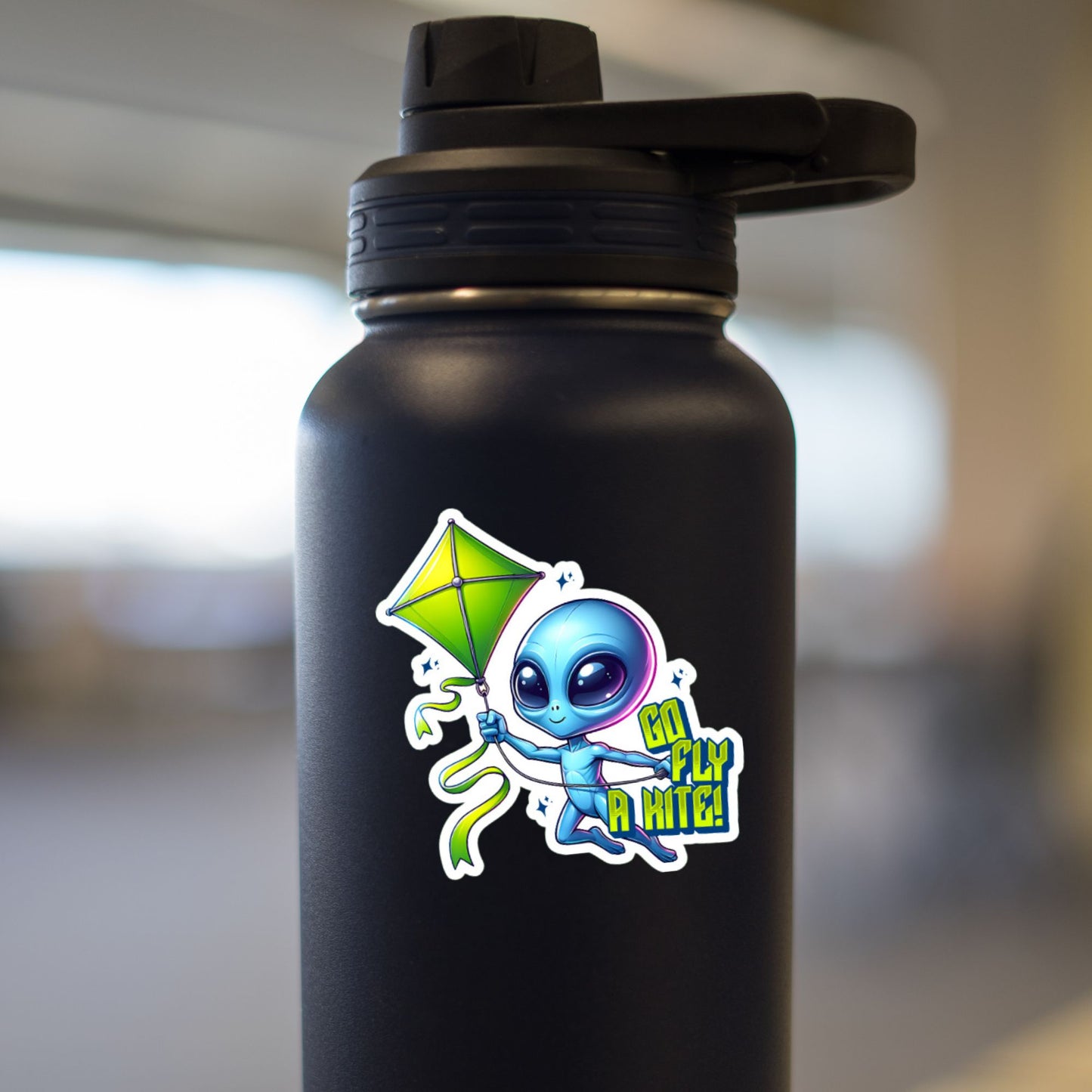 Go Fly A Kite Alien Sticker