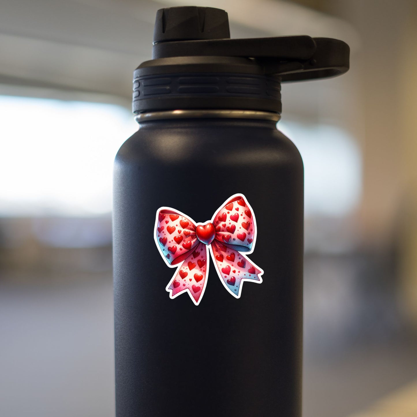 Red Heart Bow Sticker