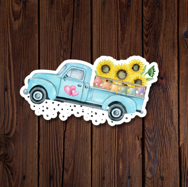 Truck with Sunflowers Sticker