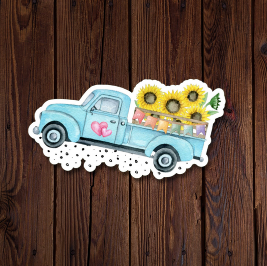 Truck with Sunflowers Sticker