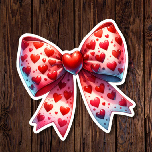 Red Heart Bow Sticker