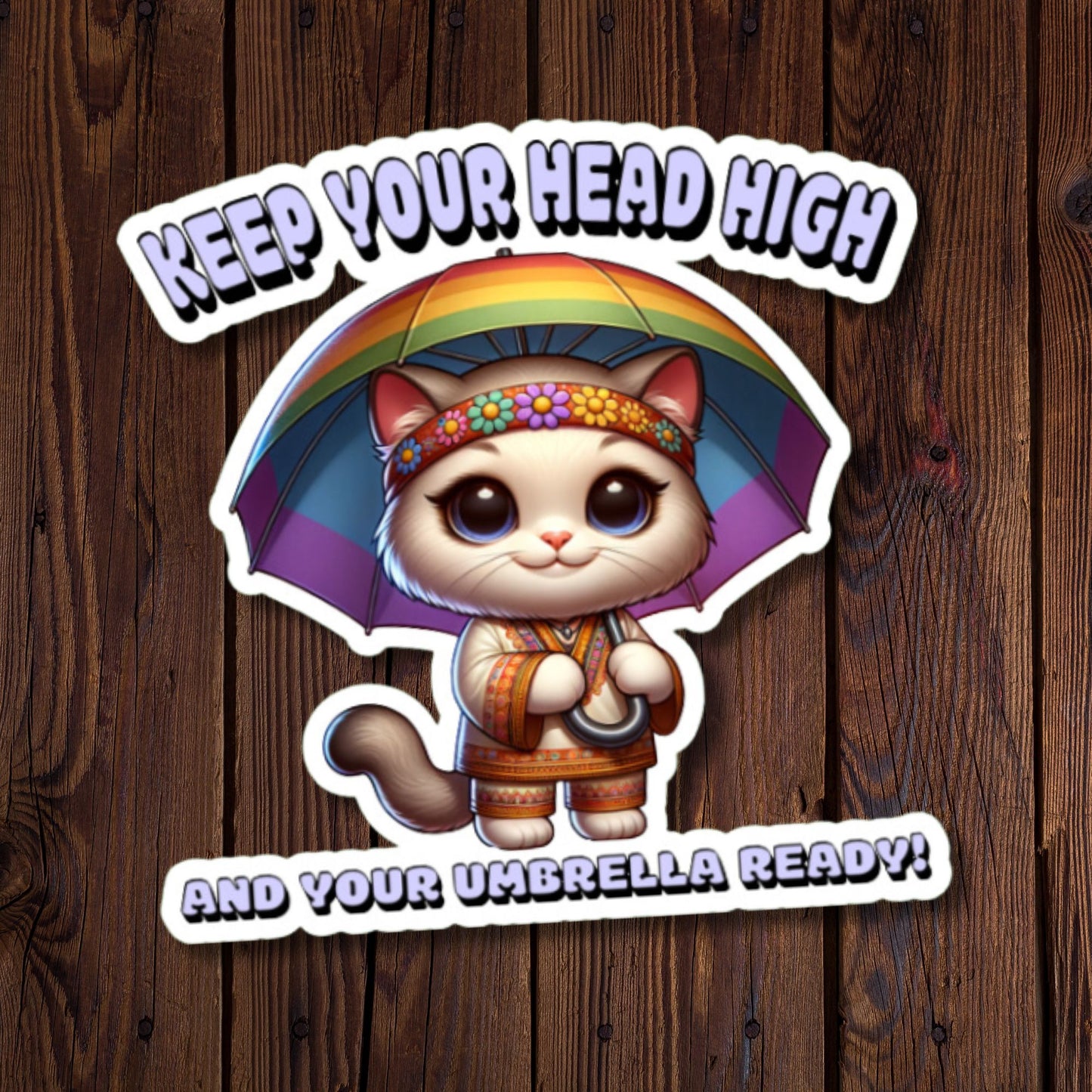 Keep Your Head High - Retro Kitty Sticker