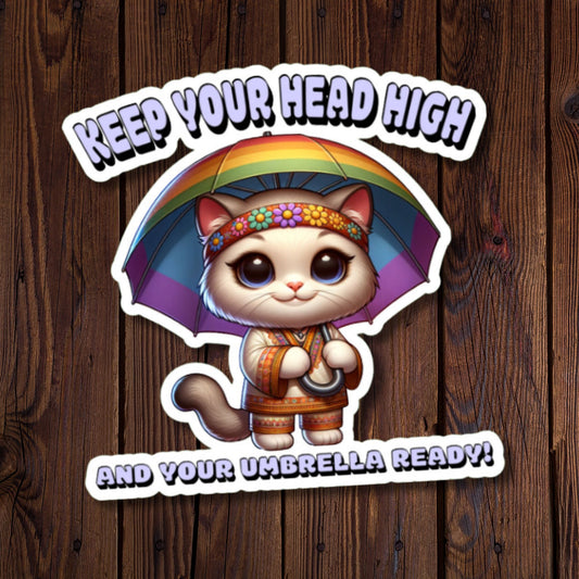Keep Your Head High - Retro Kitty Sticker
