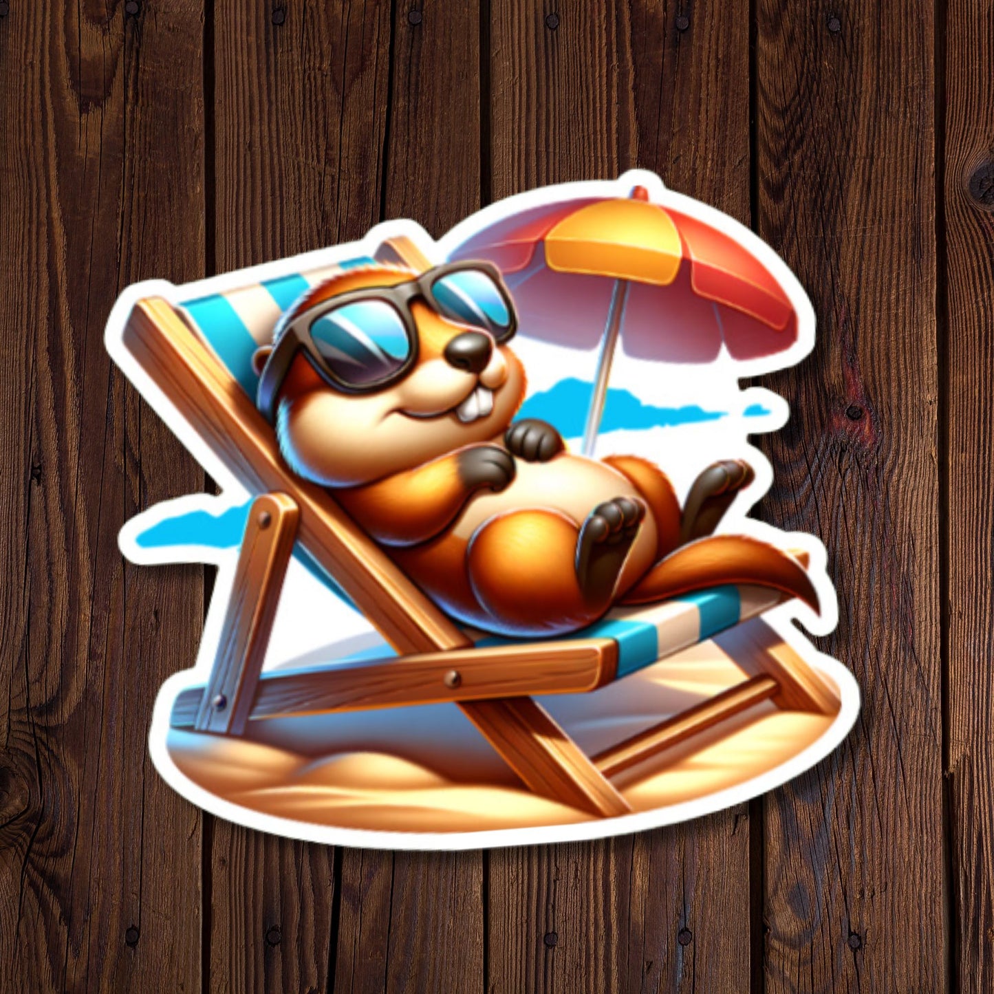 Groundhog In Beach Chair Sticker